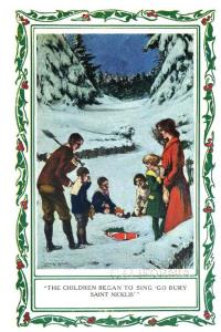 children singing outdoors at christmastime