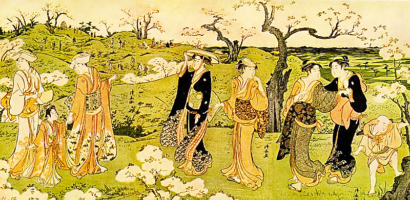 picnic japan historical watercolor